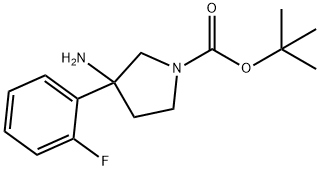 1-Pyrrolidinecarboxylic acid, 3-amino-3-(2-fluorophenyl)-, 1,1-dimethylethyl est 结构式