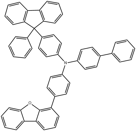 N -(4 -(苯基[B,D]呋喃-4-YL)苯基)- N -(4 -(9-苯基-9H-呋喃-9-YL)苯基)- 1,1'联苯-4-胺 结构式