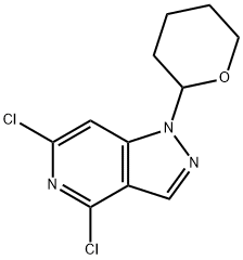 4,6-dichloro-1-(tetrahydro-2H-pyran-2-yl)-1H-pyrazolo[4,3-c]pyridine 结构式