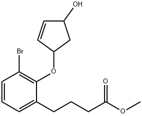 3-溴-2-[(4-羟基-2-环戊烯-1-基)氧]-苯丁酸甲酯 结构式