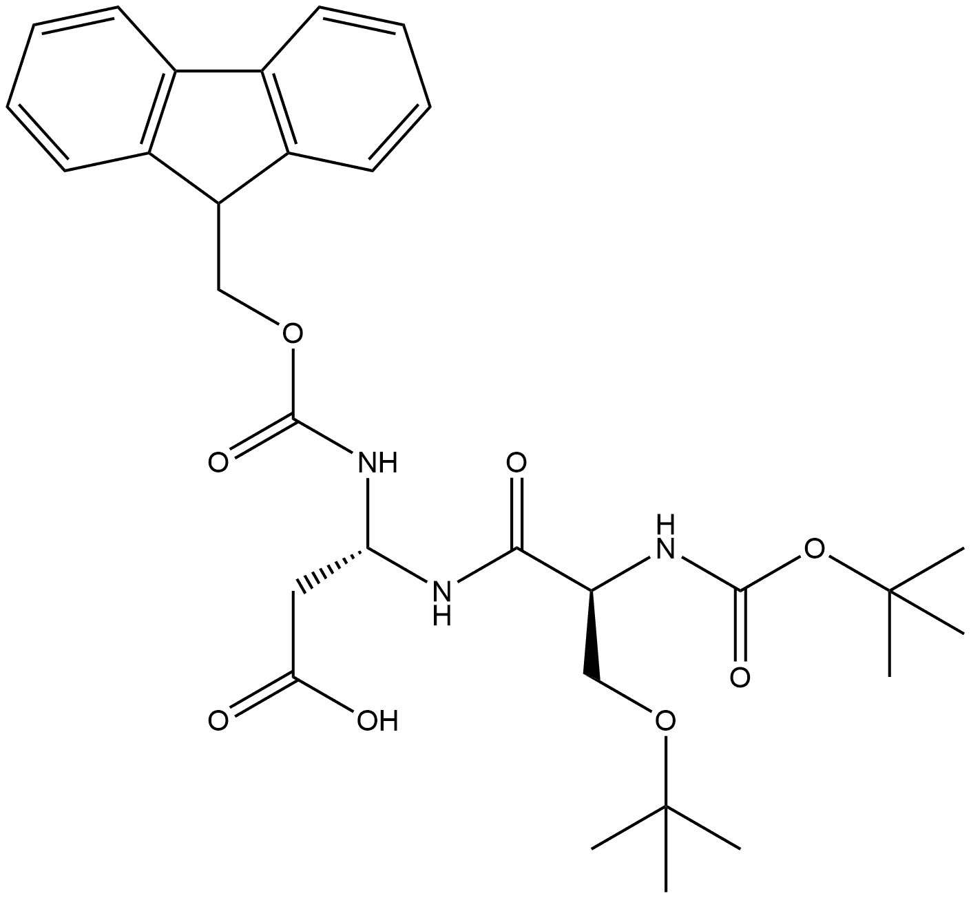 β-Alanine, N-[(1,1-dimethylethoxy)carbonyl]-O-(1,1-dimethylethyl)-L-seryl-2-[[(9H-fluoren-9-ylmethoxy)carbonyl]amino]-, (2S)- 结构式