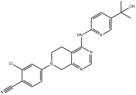 Benzonitrile, 2-chloro-4-[5,8-dihydro-4-[[5-(1-hydroxy-1-methylethyl)-2-pyridinyl]amino]pyrido[3,4-d]pyrimidin-7(6H)-yl]- 结构式
