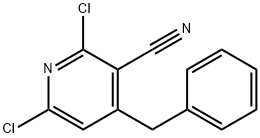 3-Pyridinecarbonitrile, 2,6-dichloro-4-(phenylmethyl)- 结构式
