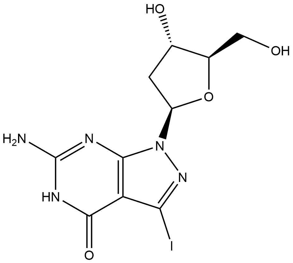 7-碘-8-氮-7-去氮-2'-脱氧鸟苷 结构式
