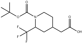 2-(1-(叔丁氧基羰基)-2-(三氟甲基)哌啶-4-基)乙酸 结构式