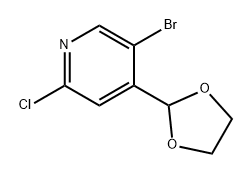 Pyridine, 5-bromo-2-chloro-4-(1,3-dioxolan-2-yl)- 结构式