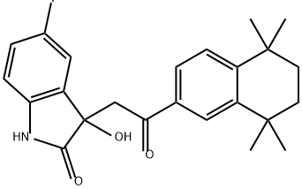 5-fluoro-3-hydroxy-3-[2-oxo-2-(5,5,8,8-tetramethyl-
5,6,7,8-tetrahydronaphthalen-2-yl)ethyl]-2,3-dihydr
o-1H-indol-2-one 结构式