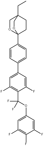 2,6-Dioxabicyclo[2.2.2]octane, 1-[4'-[difluoro(3,4,5-trifluorophenoxy)methyl]-3',5'-difluoro[1,1'-biphenyl]-4-yl]-4-ethyl- 结构式