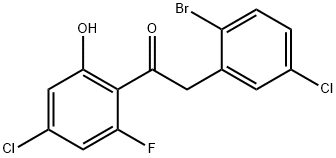 2-(2-Bromo-5-chlorophenyl)-1-(4-chloro-2-fluoro-6-hydroxyphenyl)ethanone 结构式