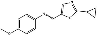 N-[(2-Cyclopropyl-5-thiazolyl)methylene]-4-methoxybenzenamine 结构式