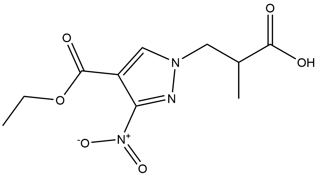 3-[4-(ethoxycarbonyl)-3-nitro-1H-pyrazol-1-yl]-2-methylpropanoic acid 结构式