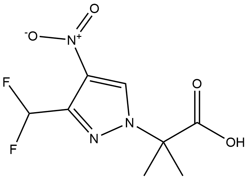 2-[3-(difluoromethyl)-4-nitro-1H-pyrazol-1-yl]-2-methylpropanoic acid 结构式