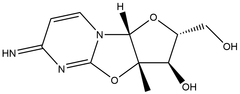 (2R,3R,3aS,9aR)-2,3,3a,9a-Tetrahydro-3-hydroxy-6-imino-3a-methyl-6H-furo[2',3':4,5]oxazolo[3,2-a]pyrimidine-2-methanol 结构式