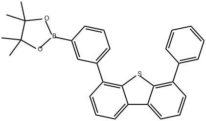 4-苯基-6-[3-(4,4,5,5-四甲基-1,3,2-二氧硼杂环戊烷-2-基)苯基]二苯并噻吩 结构式