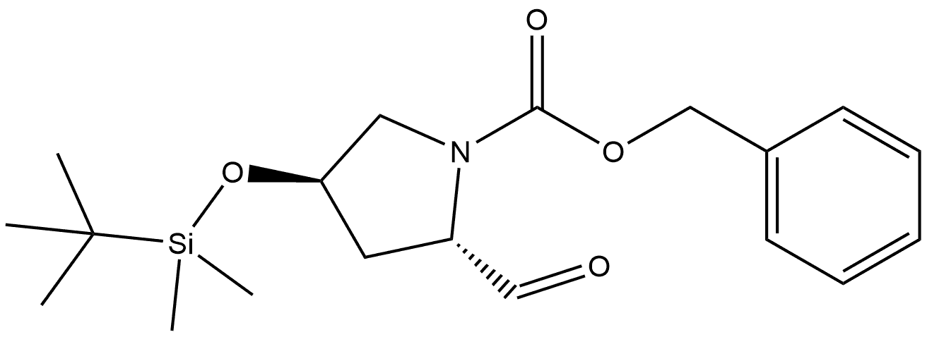 (2S,4R)-4-((叔丁基二甲基甲硅烷基)氧基)-2-甲酰基吡咯烷-1-羧酸苄酯 结构式