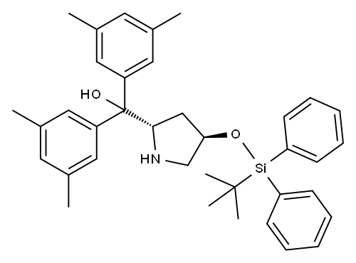 (2S,4R)- 4-[[(1,1-
dimethylethyl)diphenylsilyl]oxy]-a,a-bis(3,5-
dimethylphenyl)-2-Pyrrolidinemethanol 结构式