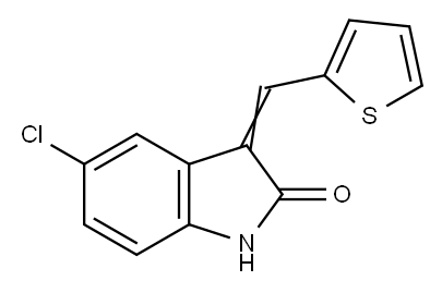 5-氯-3-(噻吩-2-基亚甲基)吲哚啉-2-酮 结构式