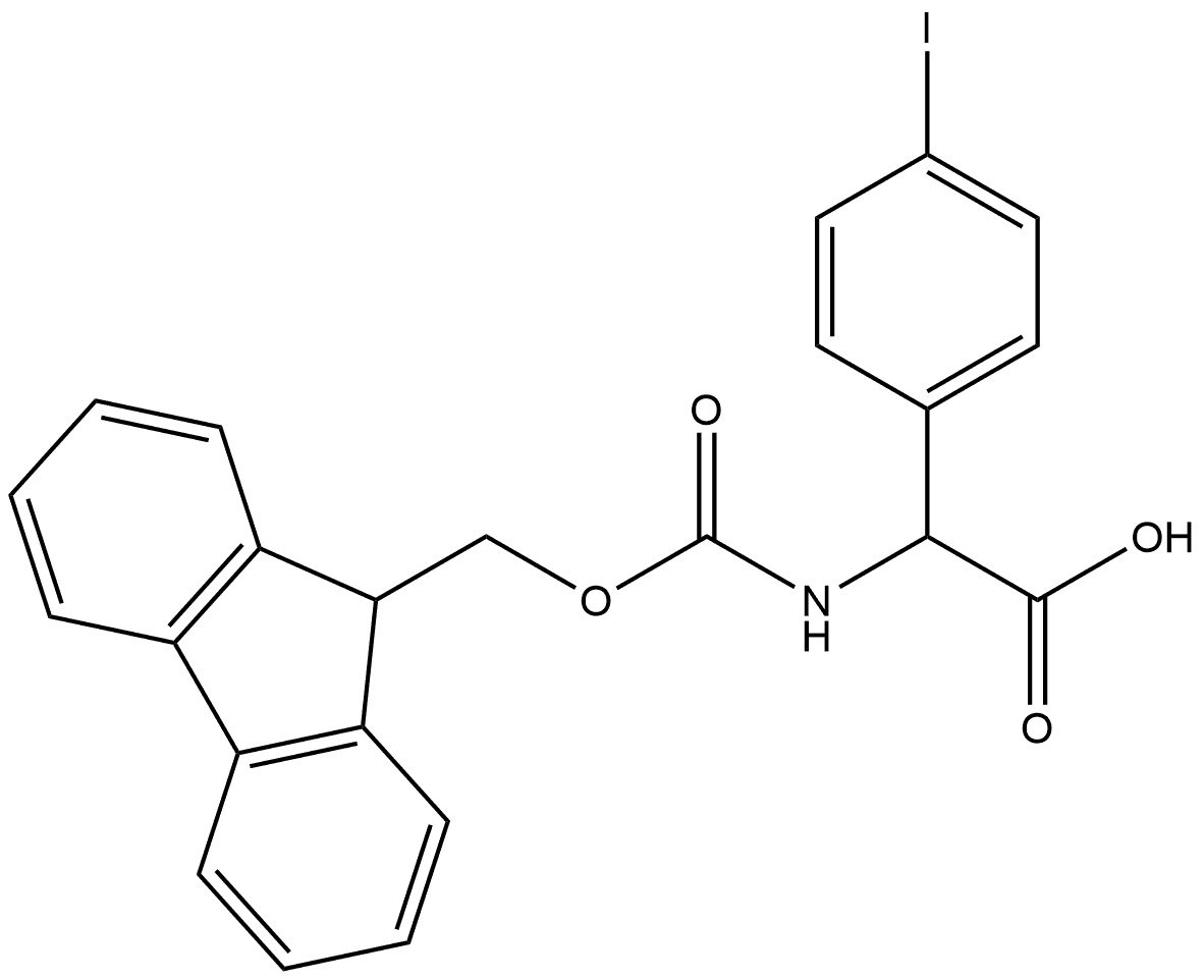 2-((((9H-芴-9-基)甲氧基)羰基)氨基)-2-(4-碘代苯基)乙酸 结构式