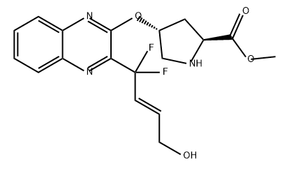 L-PROLINE, 4-[[3-[(2E)-1,1-DIFLUORO-4-HYDROXY-2-BUTEN-1-YL]-2-QUINOXALINYL]OXY]-, METHYL ESTER, (4R)- 结构式