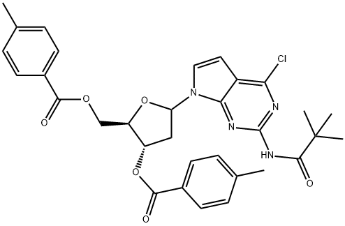 2-Amino-4-chloro-N2-pivaloyl-7-[2-deoxy-3,5-di-O-(4- methylbenzoyl)--D-ribofuanosyl]-7H-pyrrolo[2,3-d]pyrimidine 结构式