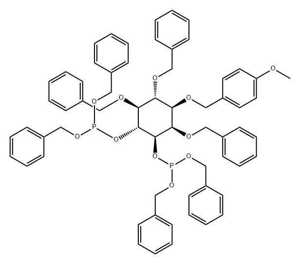 D-myo-Inositol, 1-O-[(4-methoxyphenyl)methyl]-2,5,6-tris-O-(phenylmethyl)-, bis[bis(phenylmethyl) phosphite] (9CI) 结构式