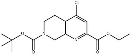 1,7-Naphthyridine-2,7(6H)-dicarboxylic acid, 4-chloro-5,8-dihydro-, 7-(1,1-dimethylethyl) 2-ethyl ester 结构式
