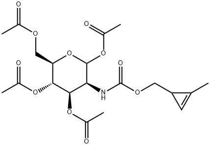 D-?Mannopyranose, 2-?deoxy-?2-?[[[(2-?methyl-?2-?cyclopropen-?1-?yl)?methoxy]?carbonyl]?amino]?-?, 1,?3,?4,?6-?tetraacetate 结构式