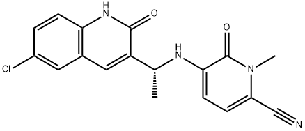 5-[[((1R)-1-(6-氯-2-氧代-1H-喹啉-3-基)乙基]氨基] -1-甲基-6-氧代吡啶-2-腈 结构式