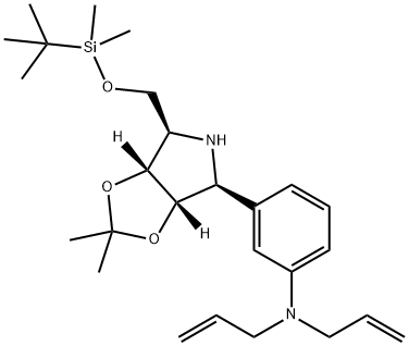 Benzenamine, 3-(3aS,4S,6R,6aR)-6-(1,1-dimethylethyl)dimethylsilyloxymethyltetrahydro-2,2-dimethyl-4H-1,3-dioxolo4,5-cpyrrol-4-yl-N,N-di-2-propenyl- 结构式