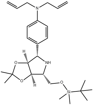 Benzenamine, 4-(3aS,4S,6R,6aR)-6-(1,1-dimethylethyl)dimethylsilyloxymethyltetrahydro-2,2-dimethyl-4H-1,3-dioxolo4,5-cpyrrol-4-yl-N,N-di-2-propenyl- 结构式