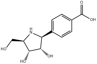 Benzoic acid, 4-(2S,3S,4R,5R)-3,4-dihydroxy-5-(hydroxymethyl)-2-pyrrolidinyl- 结构式