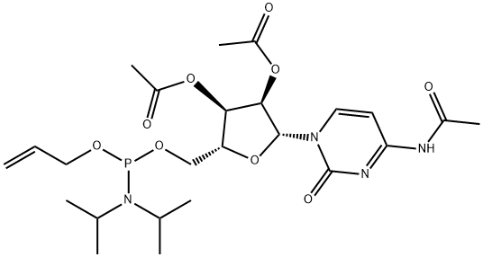 Cytidine, N-acetyl-, 2',3'-diacetate 5'-[2-propenyl bis(1-methylethyl)phosphoramidite] (9CI) 结构式