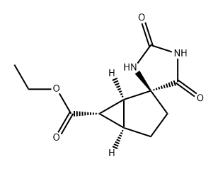 Spiro[bicyclo[3.1.0]hexane-2,4'-imidazolidine]-6-carboxylic acid, 2',5'-dioxo-, ethyl ester, (1S,2S,5R,6S)- 结构式