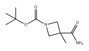 3-氨基甲酰基-3-甲基氮杂环丁烷-1-甲酸叔丁酯 结构式