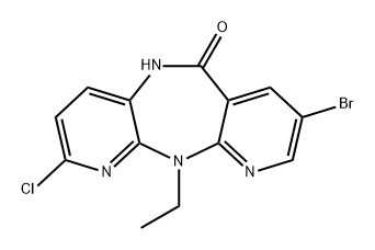 6H-Dipyrido[3,2-b:2',3'-e][1,4]diazepin-6-one, 8-bromo-2-chloro-11-ethyl-5,11-dihydro- 结构式