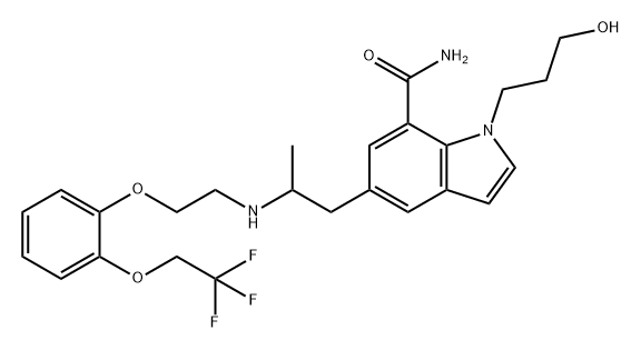 1H-Indole-7-carboxamide, 1-(3-hydroxypropyl)-5-[2-[[2-[2-(2,2,2-trifluoroethoxy)phenoxy]ethyl]amino]propyl]- 结构式