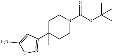 4-(5-氨基异噁唑-3-基)-4-甲基哌啶-1-甲酸叔丁酯 结构式