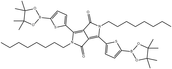 Pyrrolo[3,4-c]pyrrole-1,4-dione, 2,5-dihydro-2,5-dioctyl-3,6-bis[5-(4,4,5,5-tetramethyl-1,3,2-dioxaborolan-2-yl)-2-thienyl]- 结构式