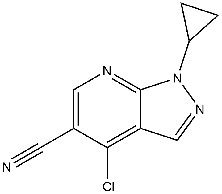 1H-Pyrazolo[3,4-b]pyridine-5-carbonitrile, 4-chloro-1-cyclopropyl- 结构式