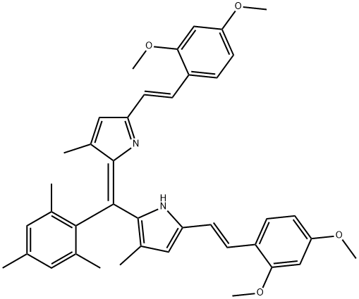 1H-Pyrrole, 5-[(1E)-2-(2,4-dimethoxyphenyl)ethenyl]-2-[(Z)-[5-[(1E)-2-(2,4-dimethoxyphenyl)ethenyl]-3-methyl-2H-pyrrol-2-ylidene](2,4,6-trimethylphenyl)methyl]-3-methyl- 结构式