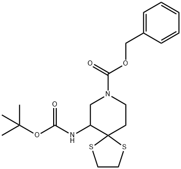 1,4-Dithia-8-azaspiro[4.5]decane-8-carboxylic acid, 6-[[(1,1-dimethylethoxy)carbonyl]amino]-, phenylmethyl ester 结构式