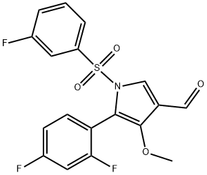 5-(2,4-二氟苯基)-1-((3-氟苯基)磺酰基)-4-甲氧基-1H-吡咯-3-甲醛 结构式