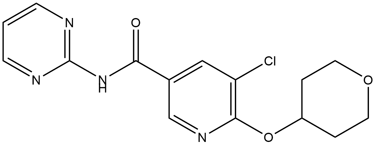 5-Chloro-N-2-pyrimidinyl-6-[(tetrahydro-2H-pyran-4-yl)oxy]-3-pyridinecarboxamide 结构式