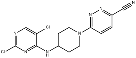 6-(4-((2,5-Dichloropyrimidin-4-yl)amino)piperidin-1-yl)pyridazine-3-carbonitrile 结构式