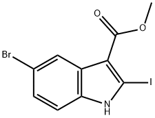 5-溴-2-碘-1H-吲哚-3-羧酸甲酯 结构式