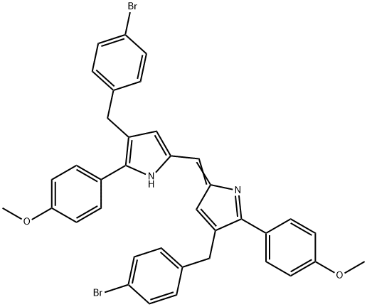 1H-Pyrrole, 3-[(4-bromophenyl)methyl]-5-[[4-[(4-bromophenyl)methyl]-5-(4-methoxyphenyl)-2H-pyrrol-2-ylidene]methyl]-2-(4-methoxyphenyl)- 结构式