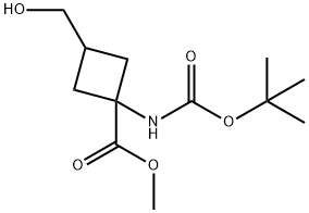 1-((叔丁氧基羰基)氨基)-3-(羟甲基)环丁烷甲酸甲酯 结构式