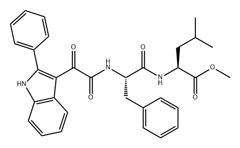 L-Leucine, N-[2-oxo-2-(2-phenyl-1H-indol-3-yl)acetyl]-L-phenylalanyl-, methyl ester 结构式