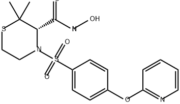 3-Thiomorpholinecarboxamide, N-hydroxy-2,2-dimethyl-4-[[4-(2-pyridinyloxy)phenyl]sulfonyl]-, (3S)- 结构式