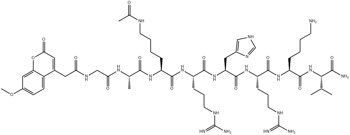 Mca-Gly-Ala-Lys(Ac)-Arg-His-Arg-Lys-Val-NH2 结构式